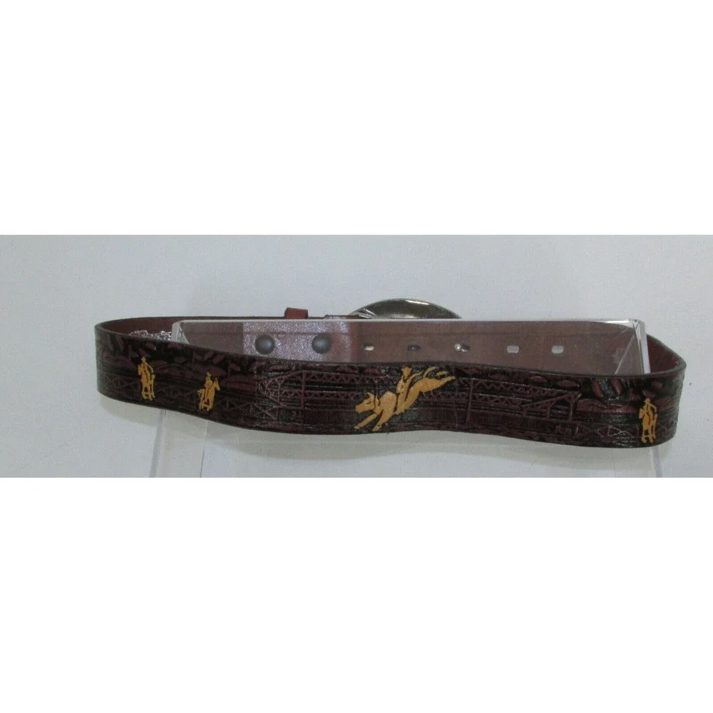 Nocona Genu Leather Belt and Bullrider Buckle Boys 24 Inches Bull Riders Cowboys